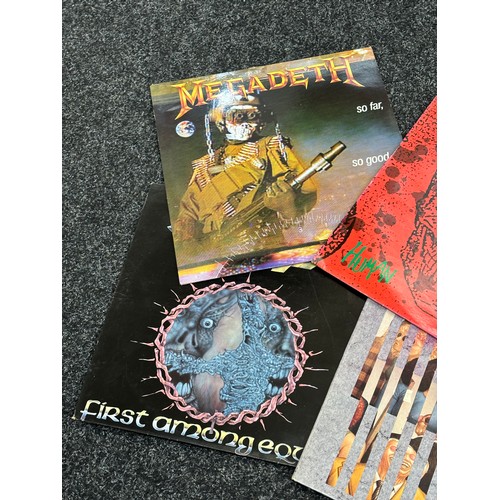 102 - Selection of 4 Heavy rock Records includes Harter Attack, Mega death etc