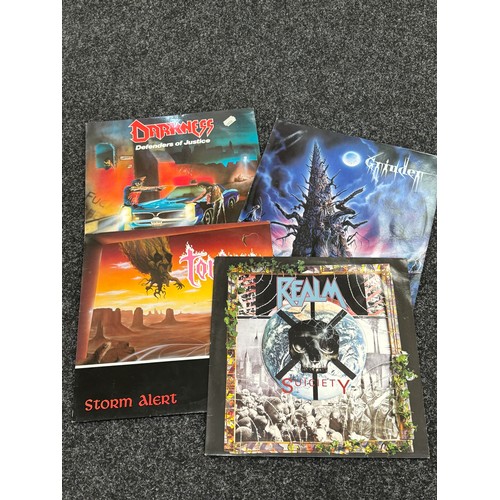 109 - Selection of 4 Heavy rock Records includes Urn the mad, metal and hell etc