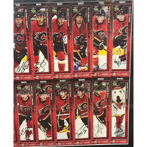 81 - Framed limited edition 2008-2009 Calgary Flames team autographs. frame size 20.5 by 29 inches