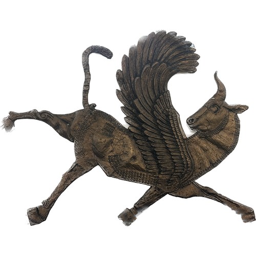 158 - Fibreglass mythical pegasus wall hanging feature measures approx 35 inches wide by 29 tall