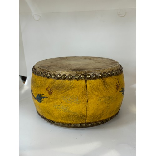 101 - Vintage oriental dragon design tack drum, approximate measurements Height 4.5 inches, Diameter 9 inc... 