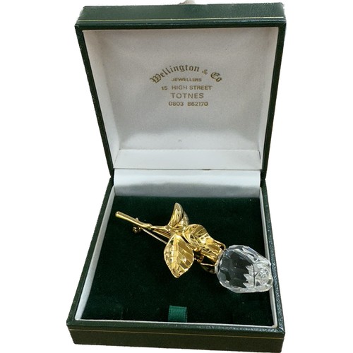 469 - Large Swarovski rose brooch crystal memories