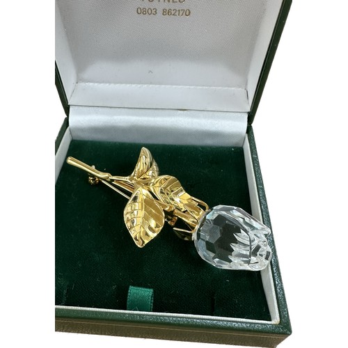 469 - Large Swarovski rose brooch crystal memories