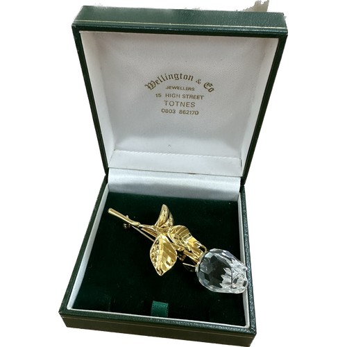 469 - Large Swarovski rose brooch crystal memories