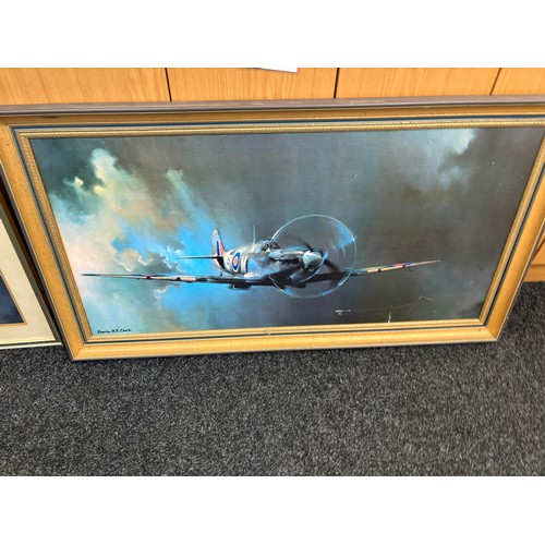 40 - 2 aircraft prints by Barrie A F Clark, frame measures approximately 23 x 45 inches