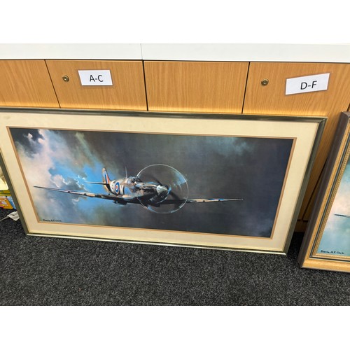 40 - 2 aircraft prints by Barrie A F Clark, frame measures approximately 23 x 45 inches