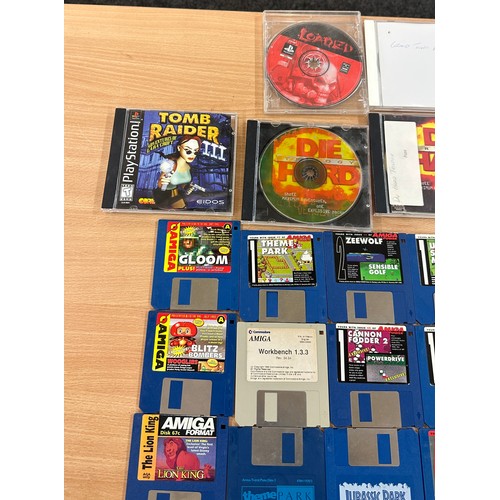 25 - Selection of vintage Amiga Power game cards to include Kids Chaos, Base Jumpers and other vintage pl... 