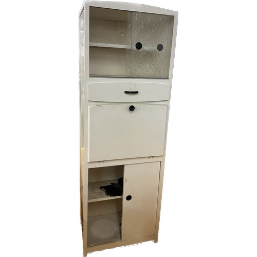 387 - Vintage drop down kitchen cabinet measures approximately 24 inches wide x 70 inches tall x 16.5 deep