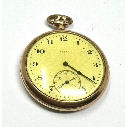 322 - Gold plated Elgin open face pocket watch the watch is ticking