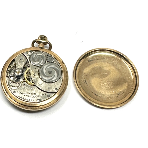 322 - Gold plated Elgin open face pocket watch the watch is ticking