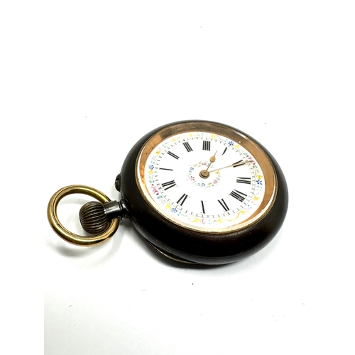 327 - Antique gun metal fob watch the watch is ticking