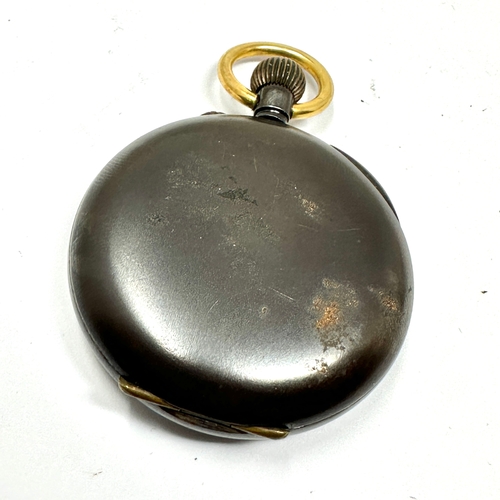 327 - Antique gun metal fob watch the watch is ticking