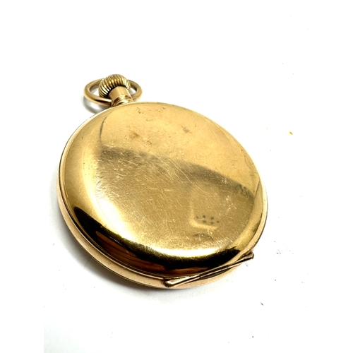 333 - Vintage gold plated open face Record dreadnought pocket watch balance spins does not wind