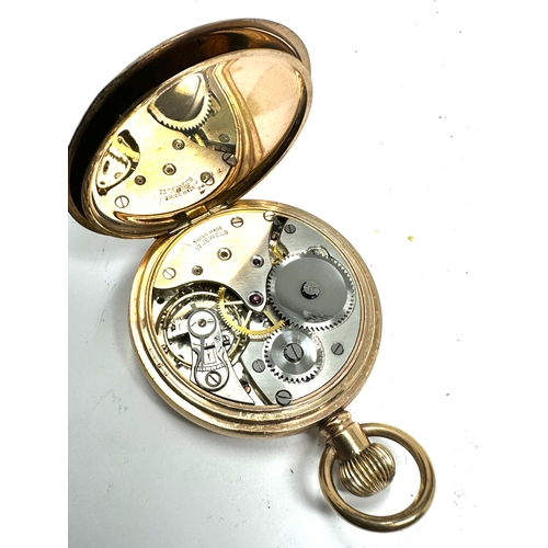 333 - Vintage gold plated open face Record dreadnought pocket watch balance spins does not wind