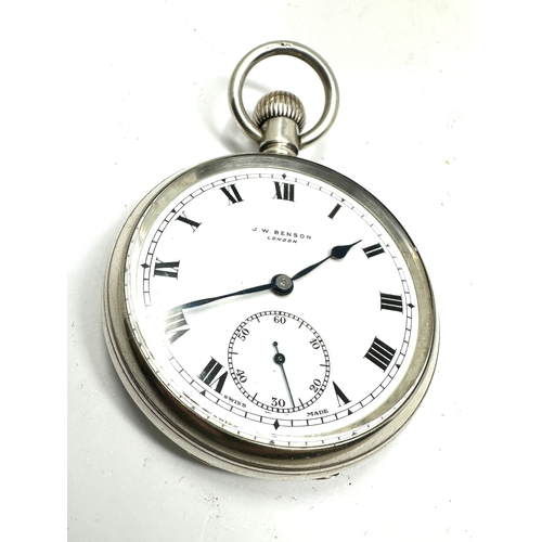 334 - Antique j.w Benson open face silver pocket watch not ticking