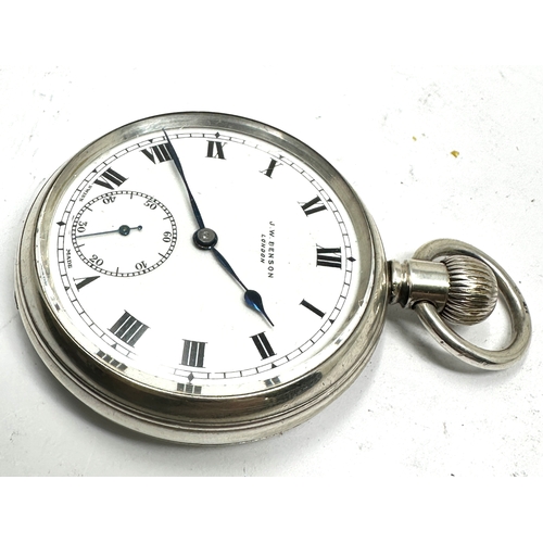 334 - Antique j.w Benson open face silver pocket watch not ticking