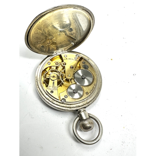 334 - Antique j.w Benson open face silver pocket watch not ticking