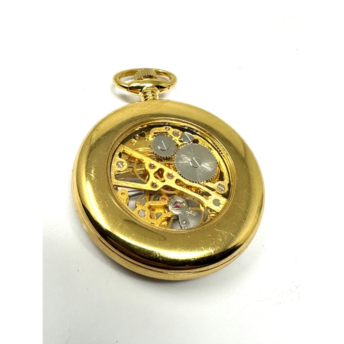 336 - mount royal gold plated open face pocket watch working order