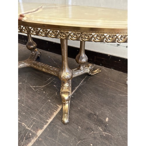 402 - Brass Onyx coffee table 20 inches tall x 48 wide x 20 deep