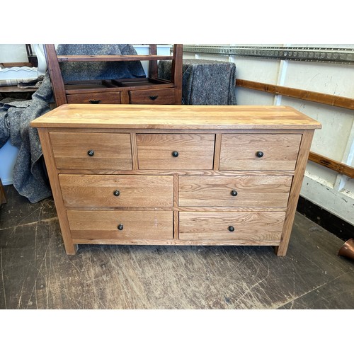 412 - Oak 7 drawer sideboard measures approx 51 inches wide x 16 deep and 31 tall