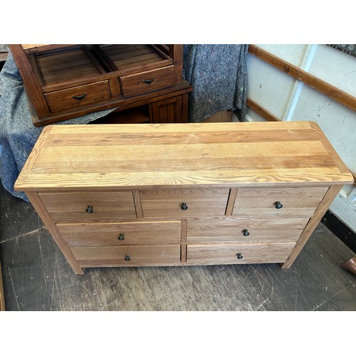 412 - Oak 7 drawer sideboard measures approx 51 inches wide x 16 deep and 31 tall