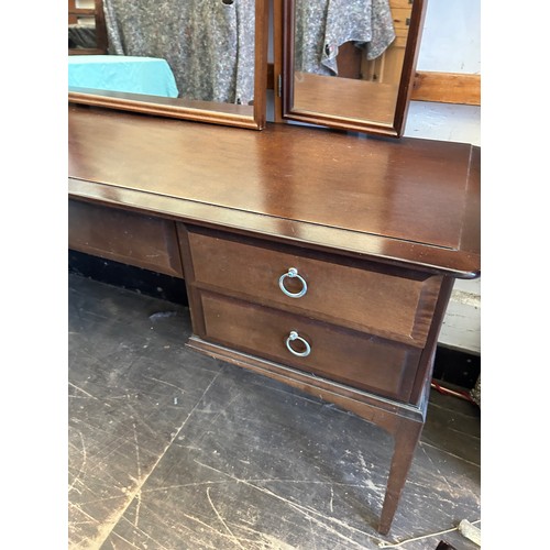 409 - Stag dressing table and stool, dressing table measures approximately 5ft in length, Depth 18 inches,... 