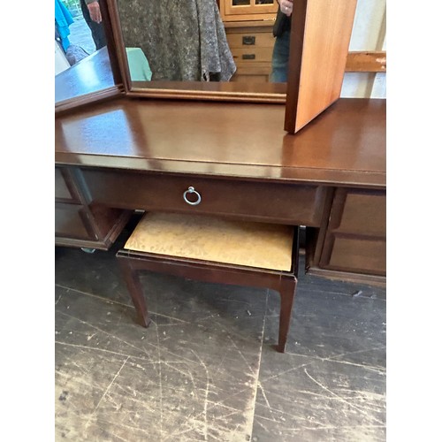 409 - Stag dressing table and stool, dressing table measures approximately 5ft in length, Depth 18 inches,... 