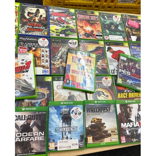 255 - Selection of assorted XBOX and play station games to include Call of Duty, Wreckfest, Rally Fusion e... 