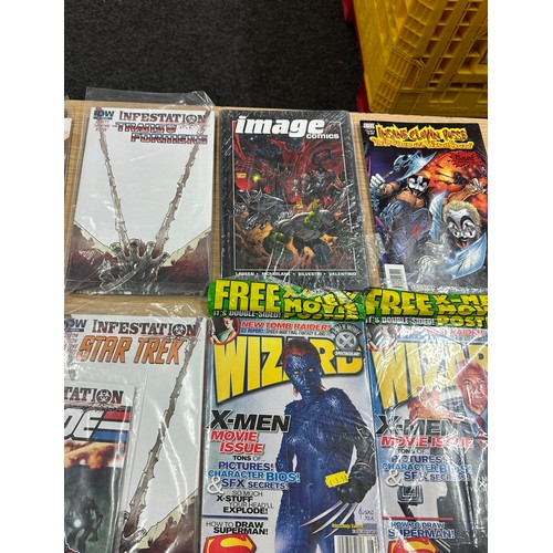 293 - Selection of assorted comics and magazines to include IDW, Wizard etc