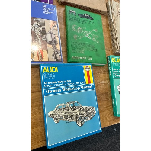 87 - Ten Workshop manuals and part books including 51/52 standard vanguard, 53 + prefect, 62/74 BLMC 100/... 