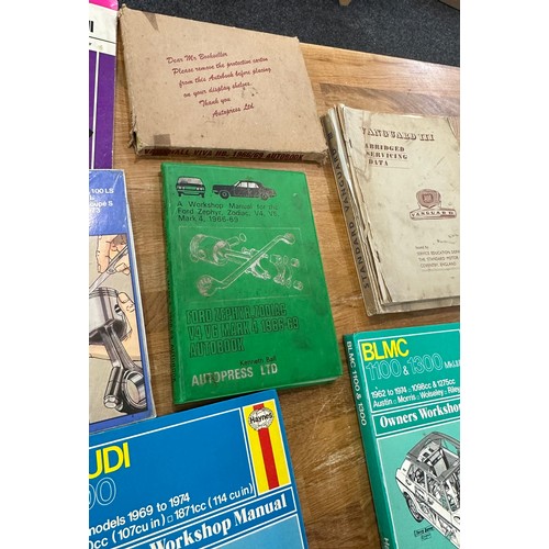 87 - Ten Workshop manuals and part books including 51/52 standard vanguard, 53 + prefect, 62/74 BLMC 100/... 