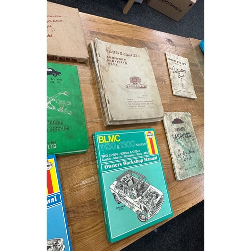 87 - Ten Workshop manuals and part books including 51/52 standard vanguard, 53 + prefect, 62/74 BLMC 100/... 