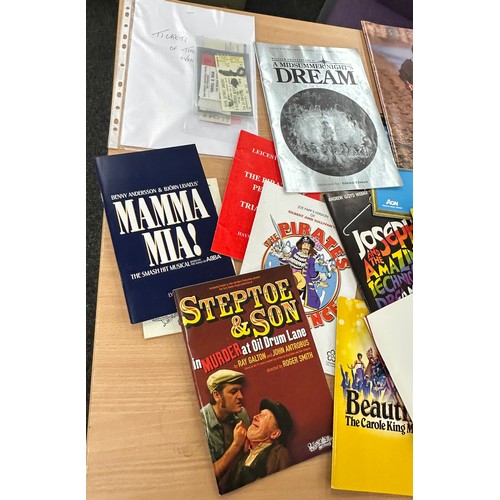 174 - 22 Musical/Pop/Rock show programmes some with tickets including Mammia Mia, Beautiful, Steptoe & Son... 