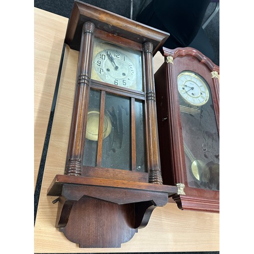 164 - Two vintage wall hanging clocks, untested