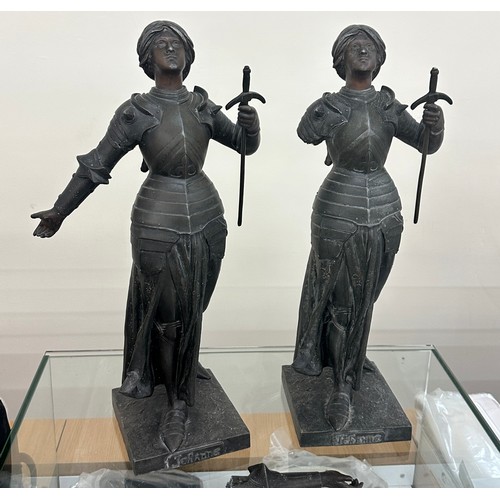 547 - Pair of signed Spelter figures measures approximately 19 inches tall 
One in need of repair