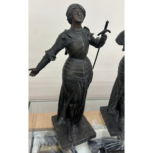 547 - Pair of signed Spelter figures measures approximately 19 inches tall 
One in need of repair