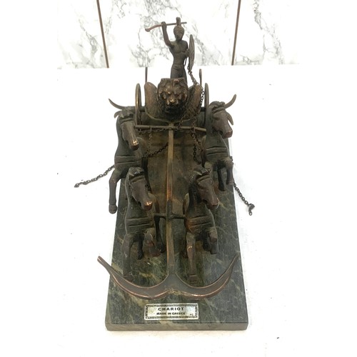 43 - Bronze Charriet figure on a marble base measures approximately 13 inches by 6 inches wide 7 inches t... 