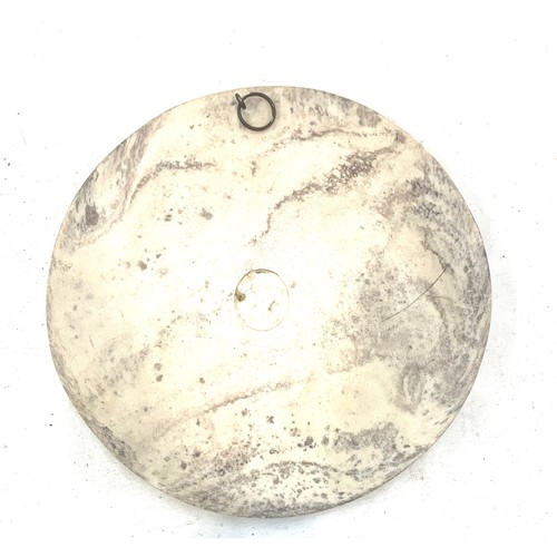 452 - Bronze plaque on marble base diameter approximately 8 inches