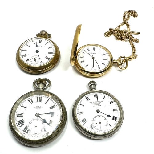 338 - 4 vintage pocket watches untested includes kays  the risley watch smiths & focus the smiths and focu... 