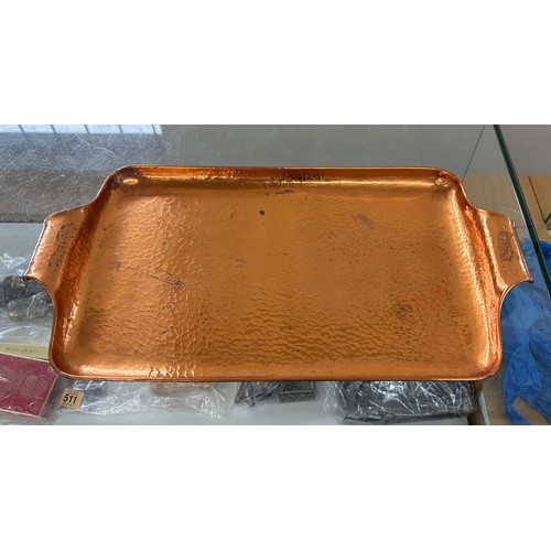 1 - Vintage copper tray measures approximately 21 inches wide 11 inches long