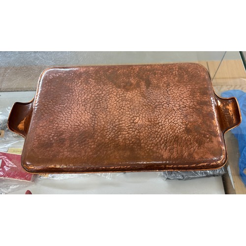 1 - Vintage copper tray measures approximately 21 inches wide 11 inches long