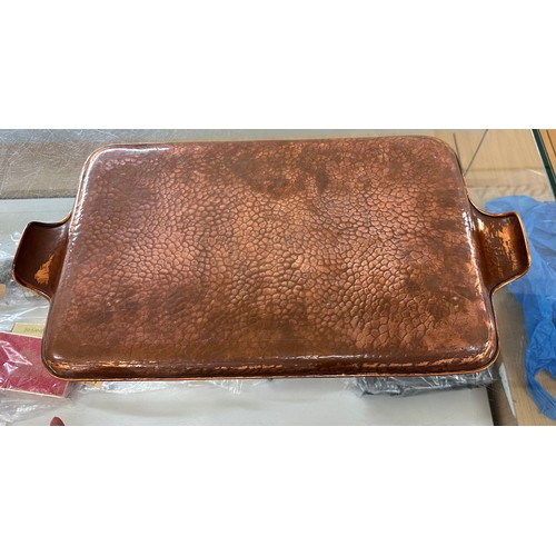 1 - Vintage copper tray measures approximately 21 inches wide 11 inches long