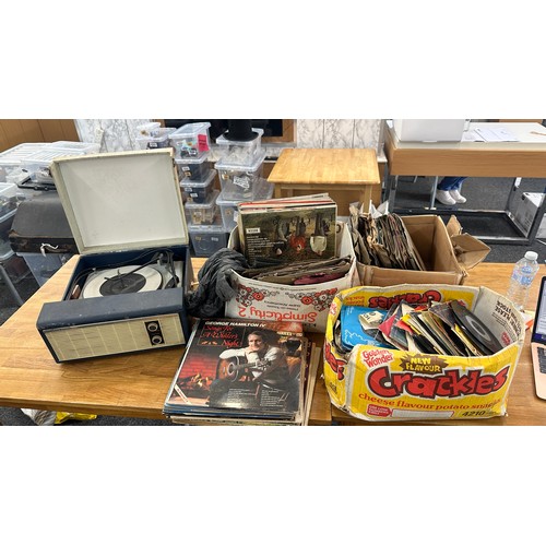 236 - Vintage record player and a large selection of assorted records to include 45's etc