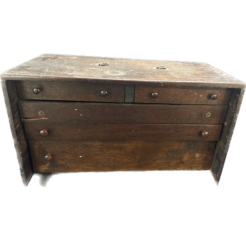 262 - Antique engineers tool box measures approximately 10 inches tall x 19 wide x 9 deep