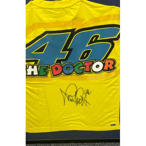 116 - Framed Valentino Rossi signed t-shirt, The Doctor with COA