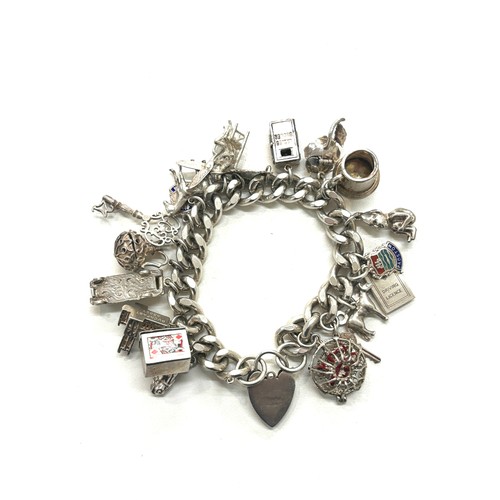 503 - Chunky silver charm bracelet total weight 136g