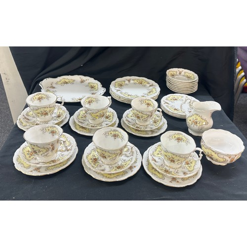 124 - Royal Albert September Song 6 cups and saucers along with various other pieces such as milk jug, sug... 