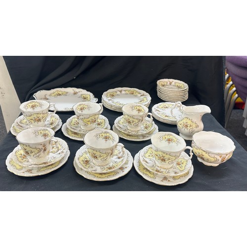 124 - Royal Albert September Song 6 cups and saucers along with various other pieces such as milk jug, sug... 