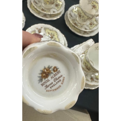 124 - Royal Albert September Song 6 cups and saucers along with various other pieces such as milk jug, sug... 