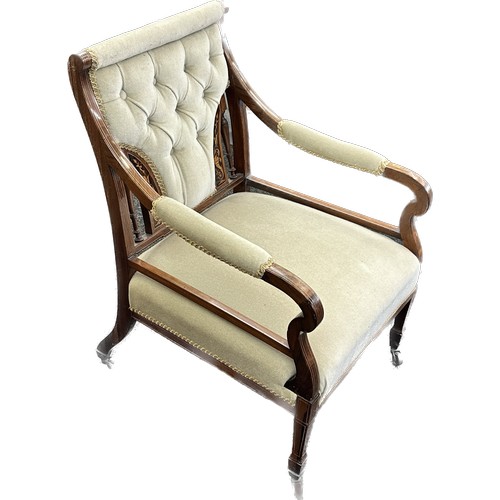 408 - Vintage button back inlaid nursing chair